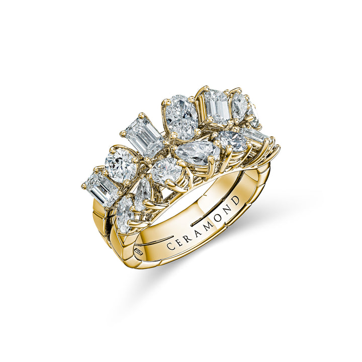CERAMOND's Diamond Cocktail Ring in Yellow Gold