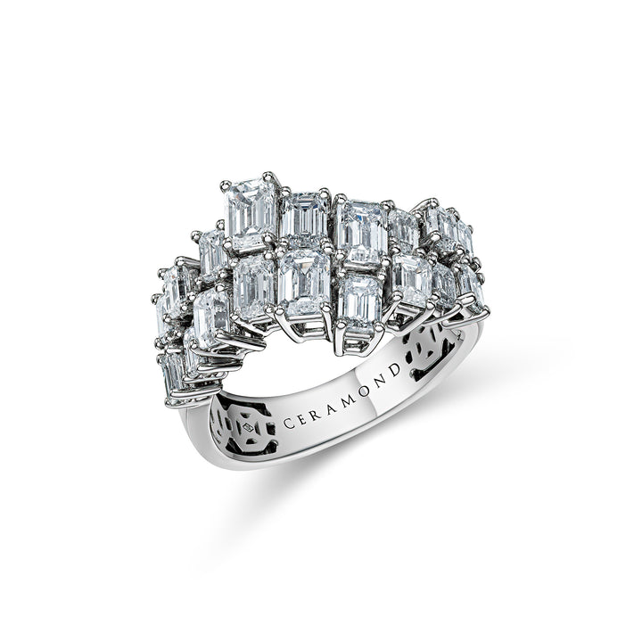 CERAMOND's EMERALD Ring in White Gold