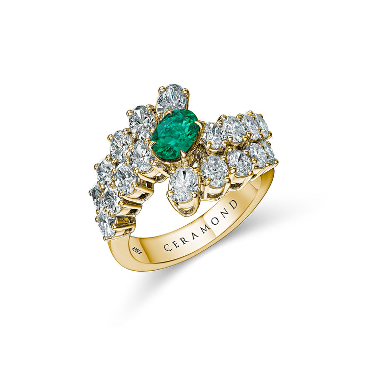 CERAMOND's Emerald Ovals Ring in Yellow Gold