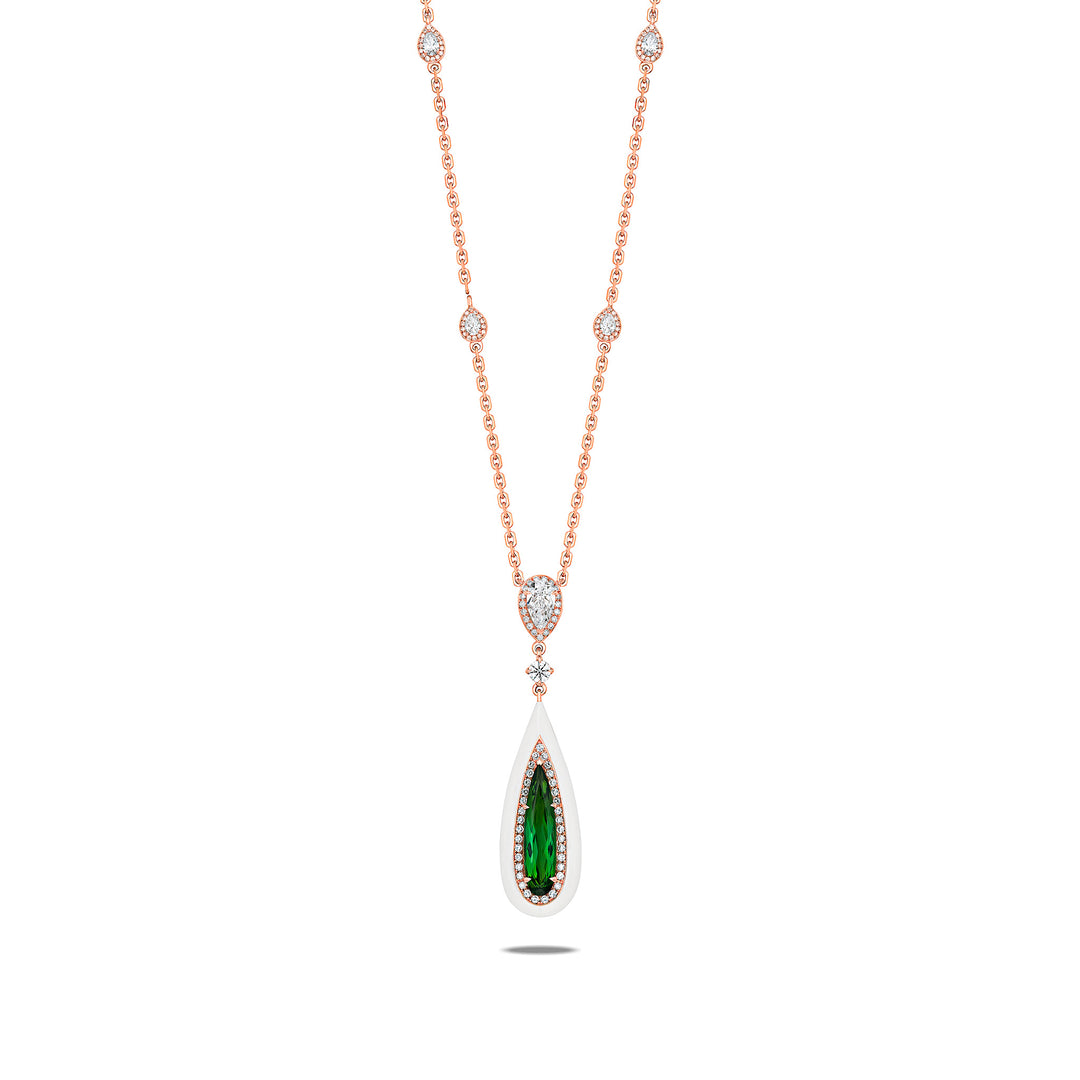 CERAMOND's Green Tourmaline Pendant in Pink Gold