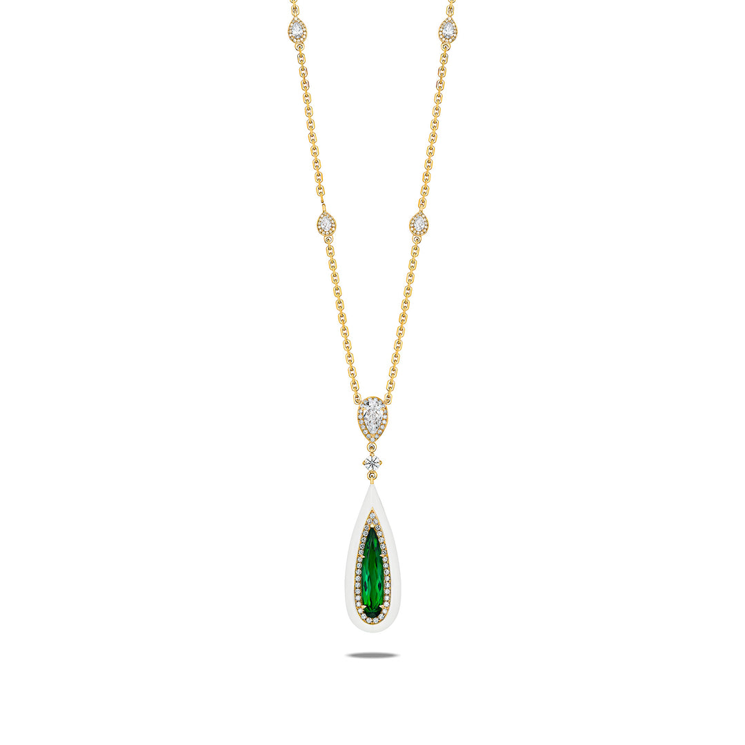 CERAMOND's Green Tourmaline Pendant in Yellow Gold