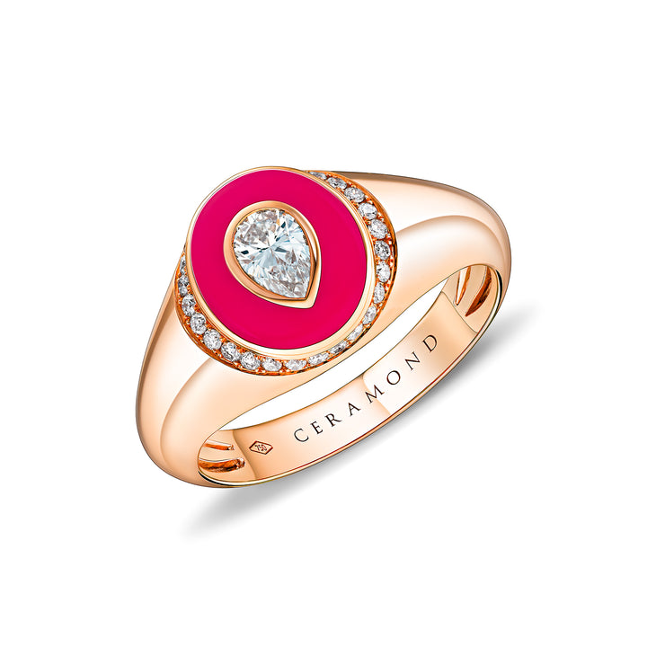 INSIGNIA Pear Diamond Ring in Pink Gold