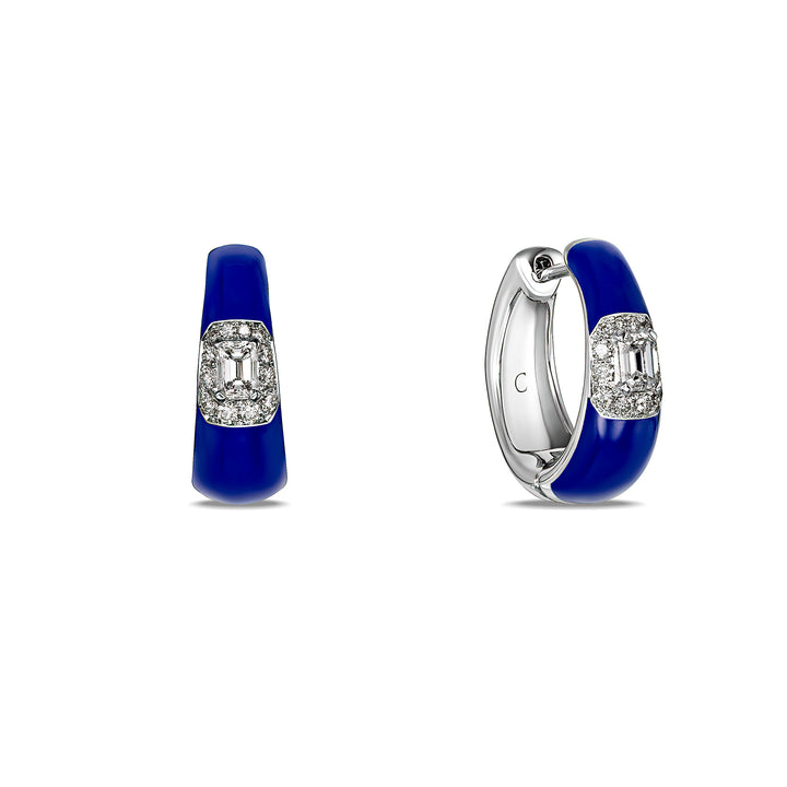 Cera Hoops Emerald Diamond Earrings in White Gold