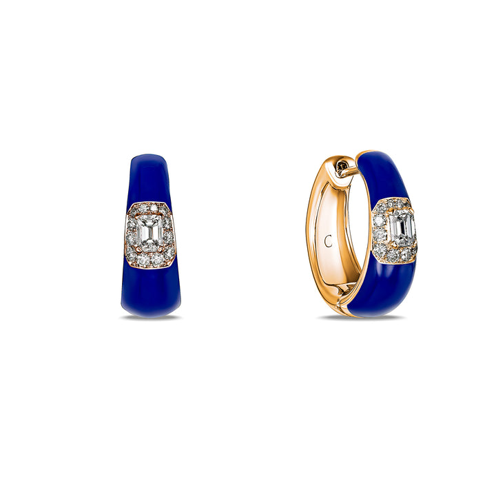 Cera Hoops Emerald Diamond Earrings in Pink Gold