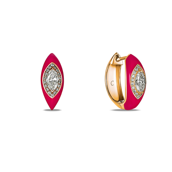 Cera Hoops Marquise Earrings in Pink Gold