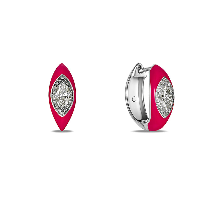 Cera Hoops Marquise Earrings in White Gold
