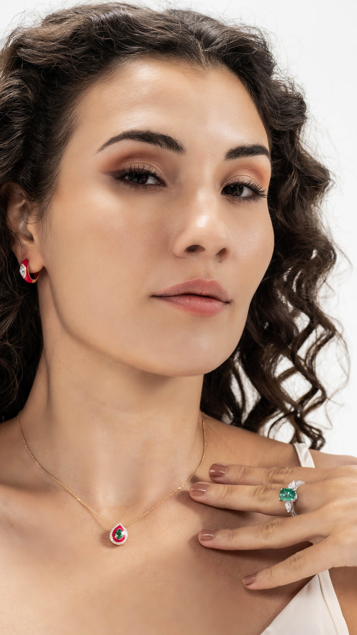 Cera Hoops Marquise Earrings in Pink Gold