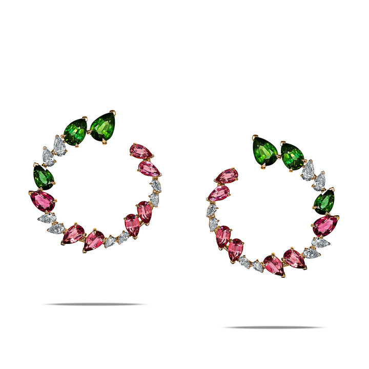 CERAMOND's Tourmaline Pear Earrings in Pink Gold