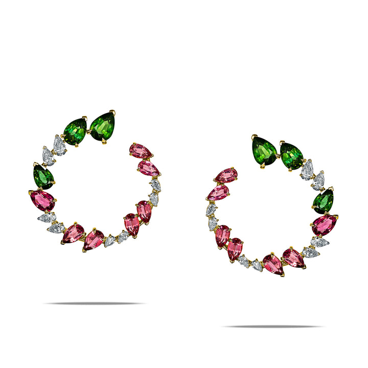 CERAMOND's Tourmaline Pear Earrings in Yellow Gold