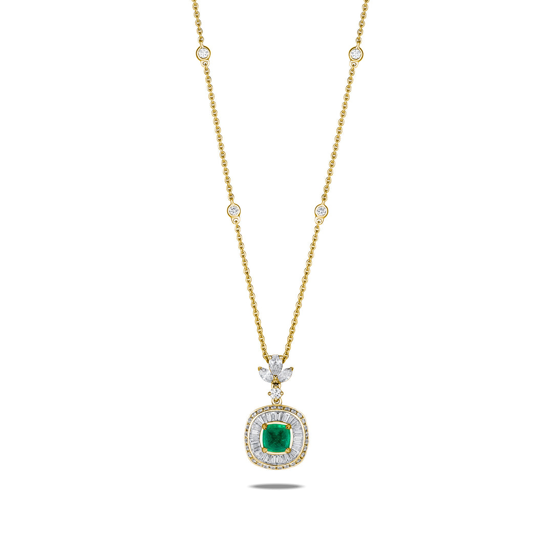 CERAMOND'S Taper Emerald Pendant in Yellow Gold