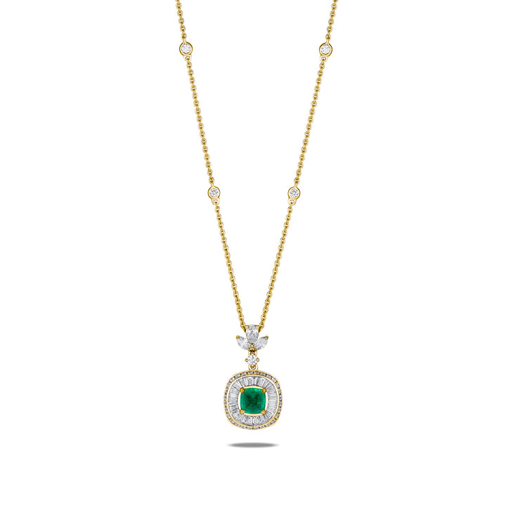 CERAMOND'S Taper Emerald Pendant in Yellow Gold
