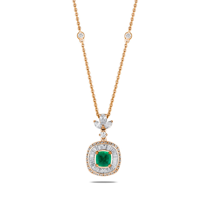 CERAMOND'S Taper Emerald Pendant in Pink Gold