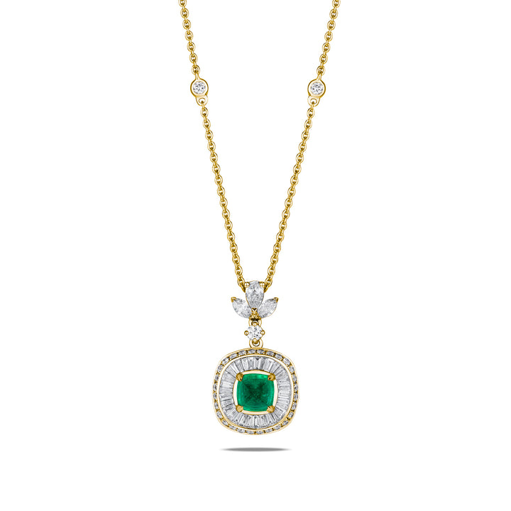 CERAMOND'S Taper Emerald Pendant in Yellow Gold