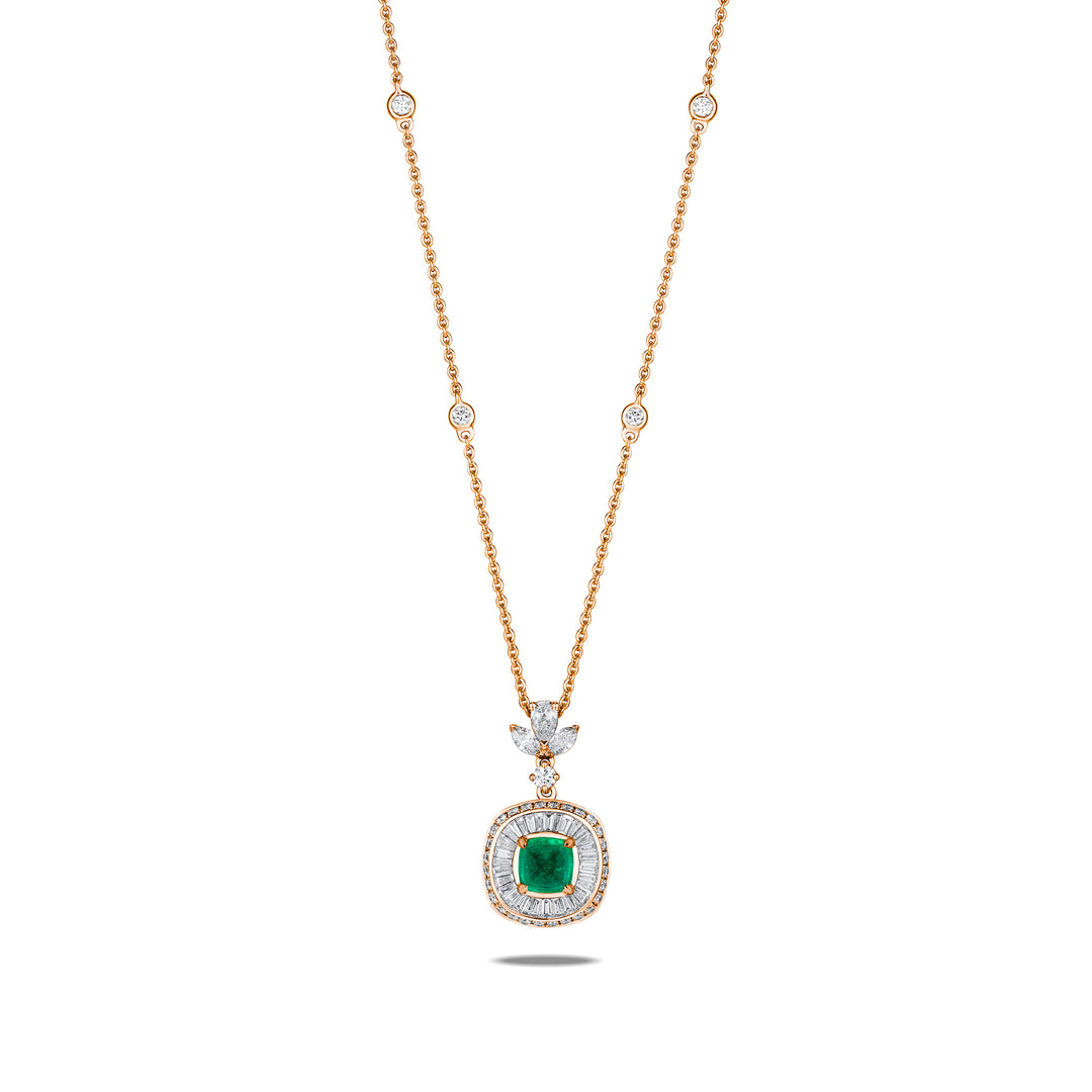 CERAMOND'S Taper Emerald Pendant in Pink Gold