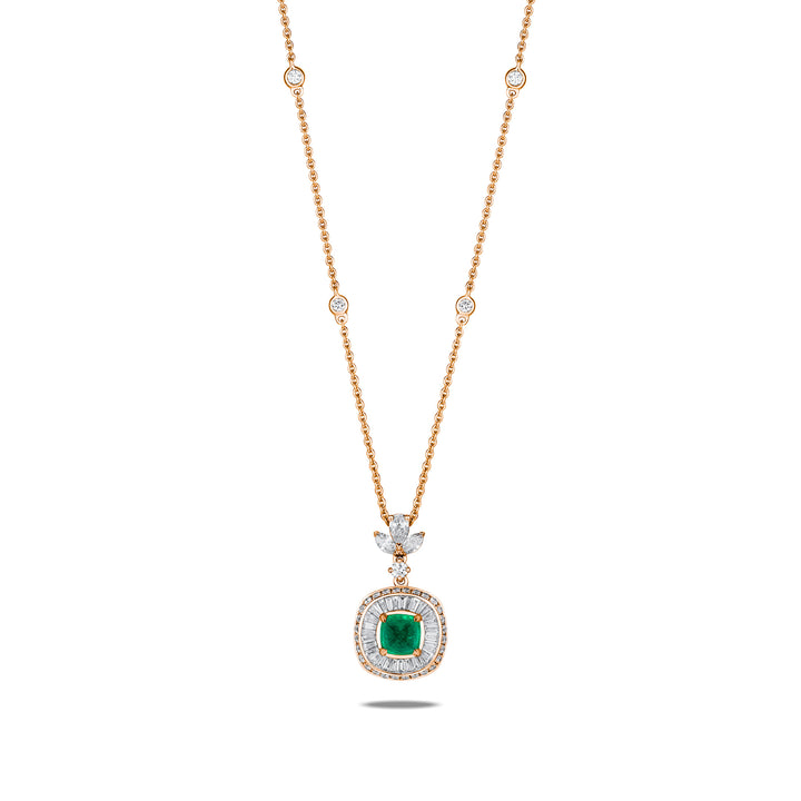 CERAMOND'S Taper Emerald Pendant in Pink Gold