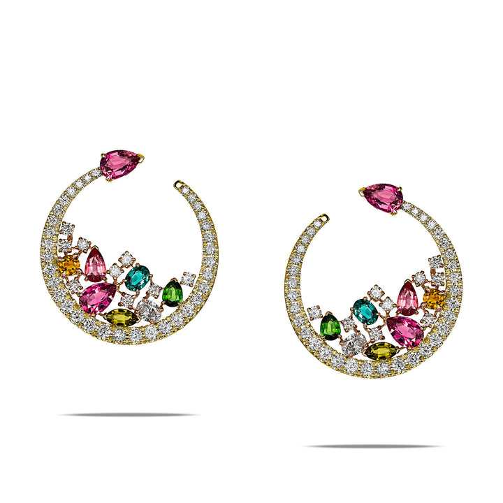 CERAMOND's Tourmaline Cocktail Earrings in Yellow Gold