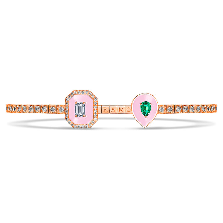 Toi Et Moi Emerald Bracelet in Pink Gold