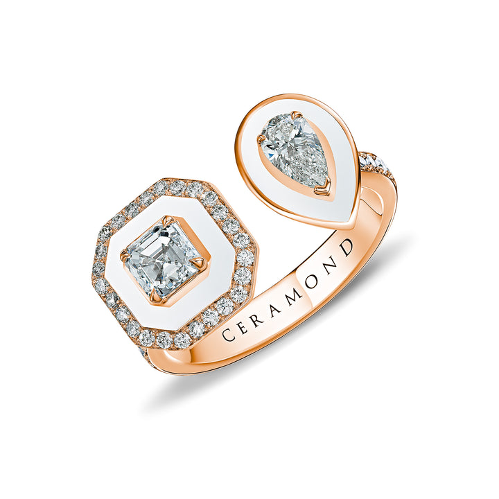 CERAMOND's Toi Et Moi Diamond Ring in Pink Gold