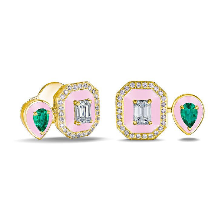 Toi Et Moi Emerald Earrings in Yellow Gold