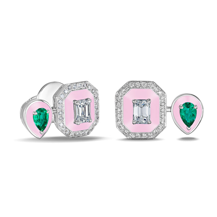 Toi Et Moi Emerald Earrings in White Gold