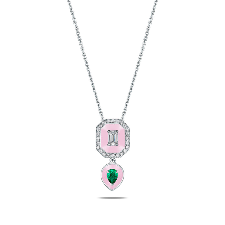 Toi Et Moi Emerald Pendant in White Gold