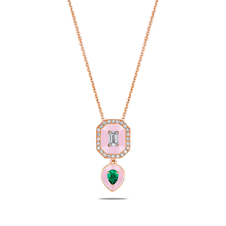 Toi Et Moi Emerald Pendant in Pink Gold