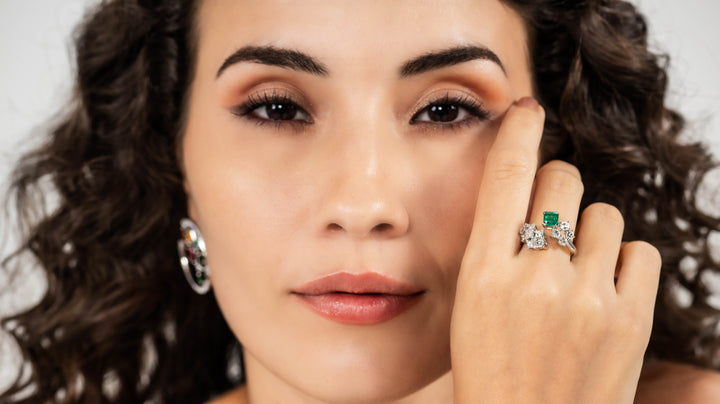 CERAMOND's Emerald Carre Ring in Pink Gold