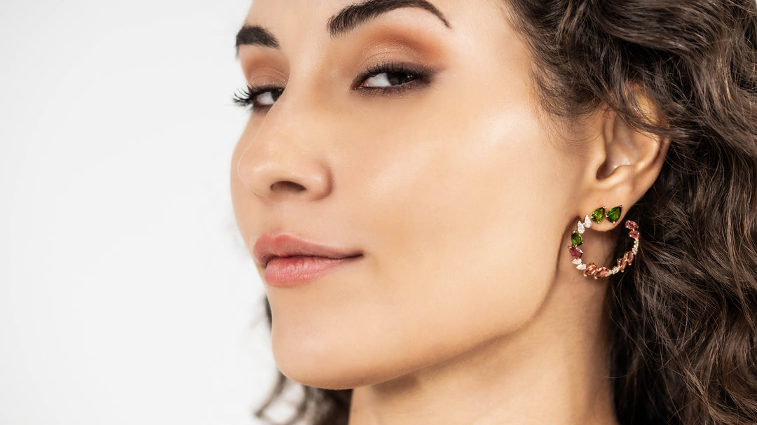 CERAMOND's Tourmaline Pear Earrings in Pink Gold